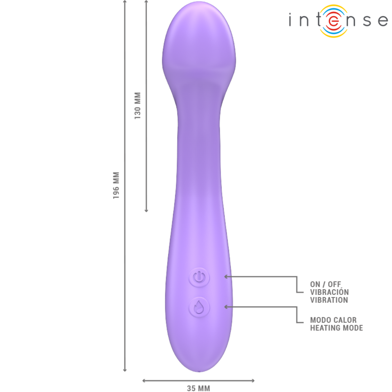 INTENSE - BECKY-VIBRAATTORI 19 CM LÄMMITETTÄVÄ 7 VÄRINÄÄ VIOLETTI