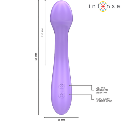 INTENSE - BECKY-VIBRAATTORI 19 CM LÄMMITETTÄVÄ 7 VÄRINÄÄ VIOLETTI
