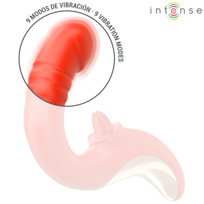 INTENSE - PAULINA VIBRAATORI JA STIMULAATTORI, U-MUOTOINEN, PUNAINEN