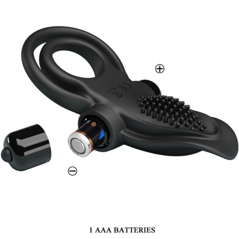 PRETTY LOVE - KAKSOISVÄRÄISYRENGAS + KLITORISSTIMULAATTORI 10 VÄRINÄÄ MUSTA