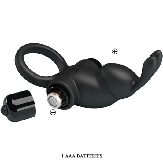 PRETTY LOVE - VÄRINÄRENGAS + KANIINIKLITORISSTIMULAATTORI 10 VÄRINÄÄ MUSTA