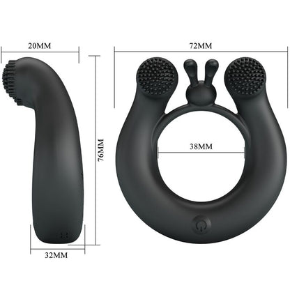 PRETTY LOVE - DAHLIA VIBRATING RING + CLITORIS STIMULATOR 12 VIBRATIONS BLACK