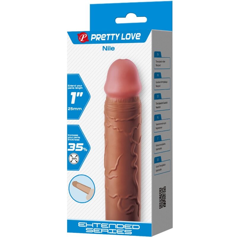 PRETTY LOVE - NILE PENIS SLEEVE WITH 2.5 CM EXTENSION MULATTO
