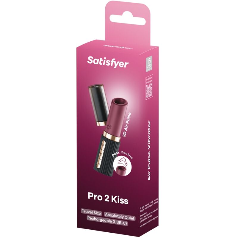 SATISFYER - PRO 2 KISS WAVE KLITORISSTIMULAATTORI GRANAATTINPUNAINEN / MUSTA