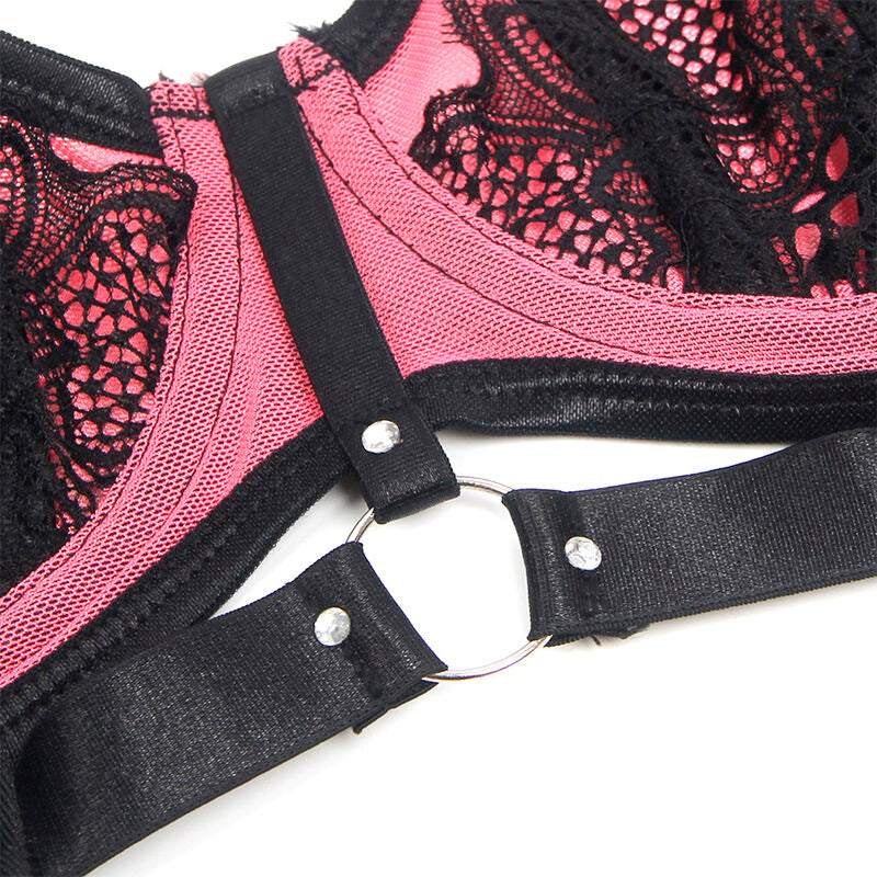 SUBBLIME - 955588 VAALEANPUNAINEN KIILTONAHKAINEN VERKKOKANGASASTO VETOKETJULLA VARUSTETTU RINTALIIVISETTI L/XL