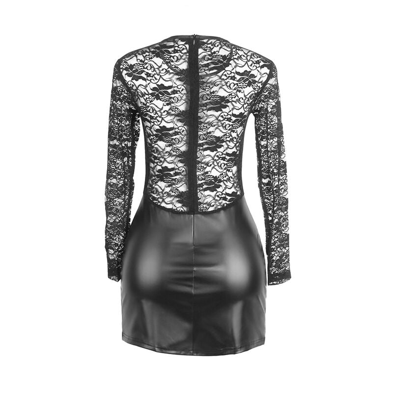 SUBBLIME - 955601 PITKÄHIHAINEN MEKKO MUSTALLLA PITSIKORISTEELLÄ L/XL