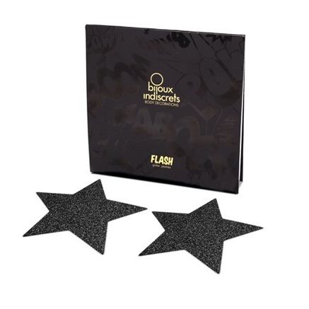 BIJOUX - INDISCRETS FLASH BLACK STAR NIPPLE CAPPS