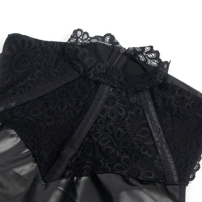 SUBBLIME - 957551 LACE COLLAR LEATHER DRESS BLACK L/XL