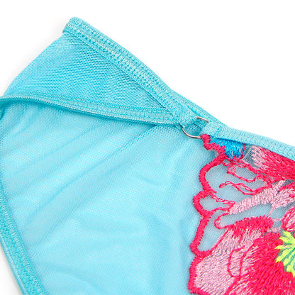 SUBBLIME - 957650 FLOWER EMBROIDERED BRA AND GARTER BELT SET PINK L/XL