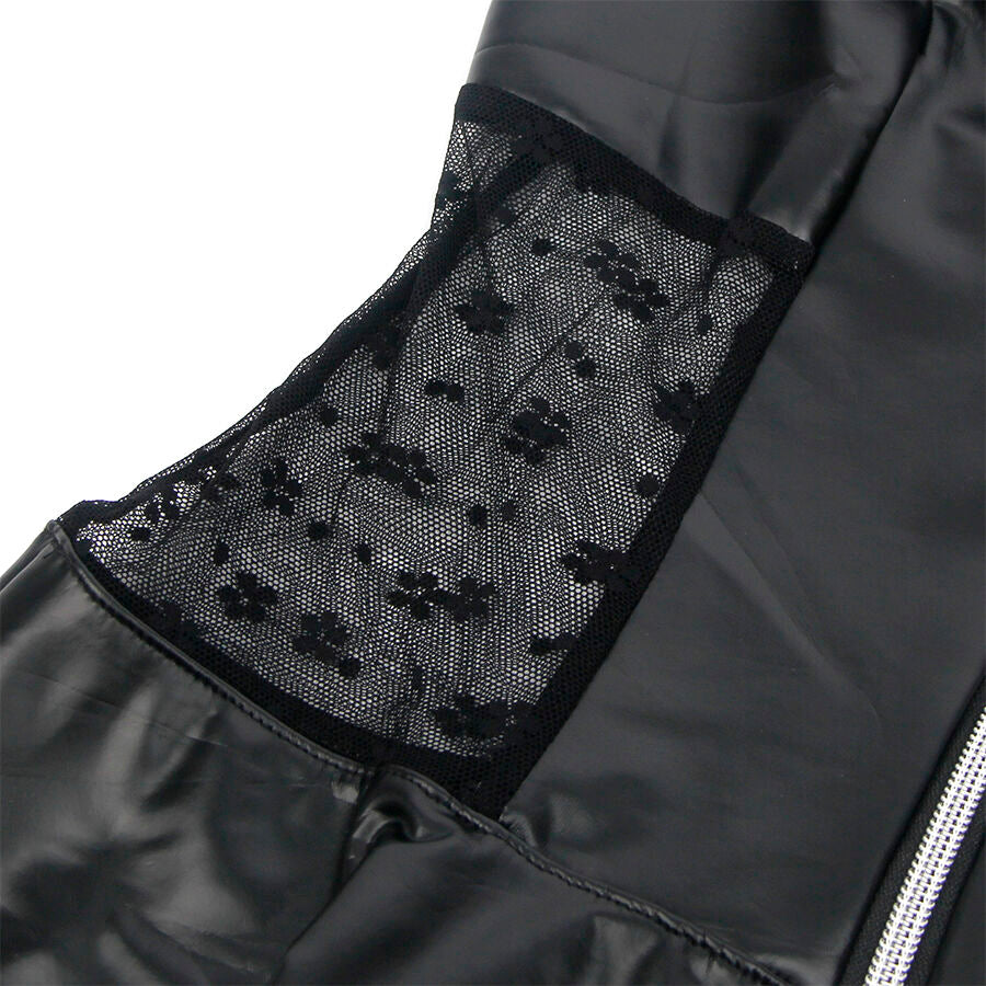 SUBBLIME - 957711 LACE ZIPPER LEATHER DRESS BLACK L/XL