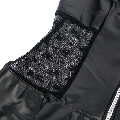 SUBBLIME - 957711 LACE ZIPPER LEATHER DRESS BLACK L/XL