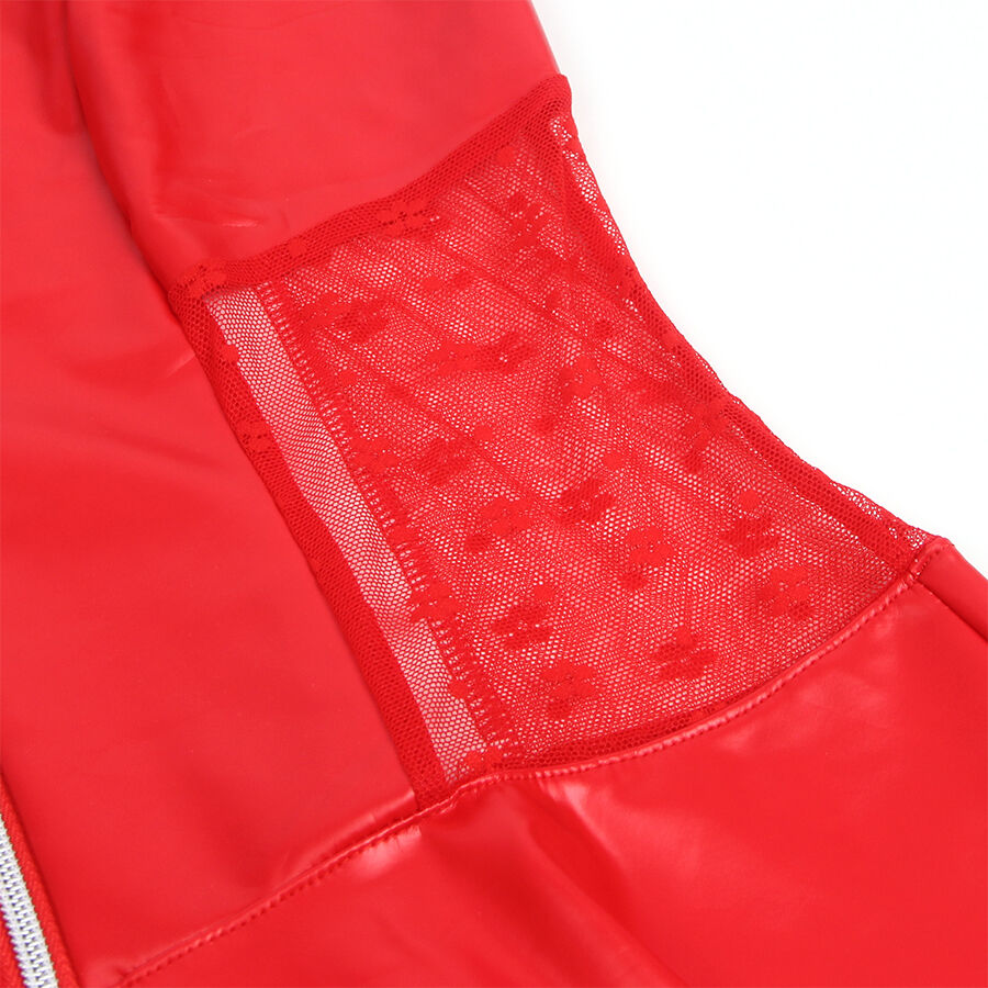 SUBBLIME - 957735 KLÄNNING I LÄDER MED SPETSSTRÄCKA, RÖD L/XL