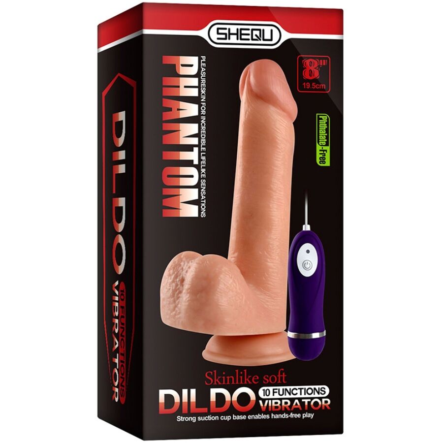 SHEQU - PHANTOM-VÄRISEVÄ DILDO KAUKOSÄÄTIMELLÄ 20 CM