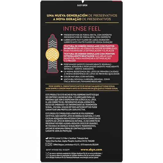 SKYN - INTENSIIVISEN TUNTUMAINEN TEKSTUROITU KONDOMI AALTOLEIKKAUKSELLA 10 KPL