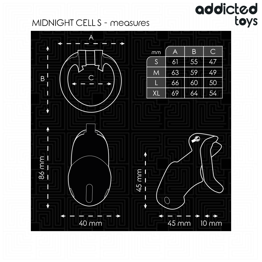 ADDICTED TOYS LUKITTU - MINDNIGHT CELL PENISHÄKKI KOKO S 4,8 CM