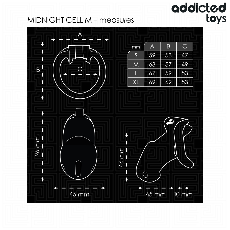 ADDICTED TOYS LUKITTU - MINDNIGHT CELL PENISHÄKKI 4,2 CM KOKO M