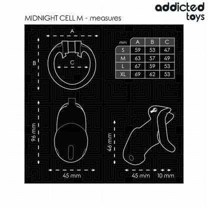 ADDICTED TOYS LUKITTU - MINDNIGHT CELL PENISHÄKKI 4,2 CM KOKO M