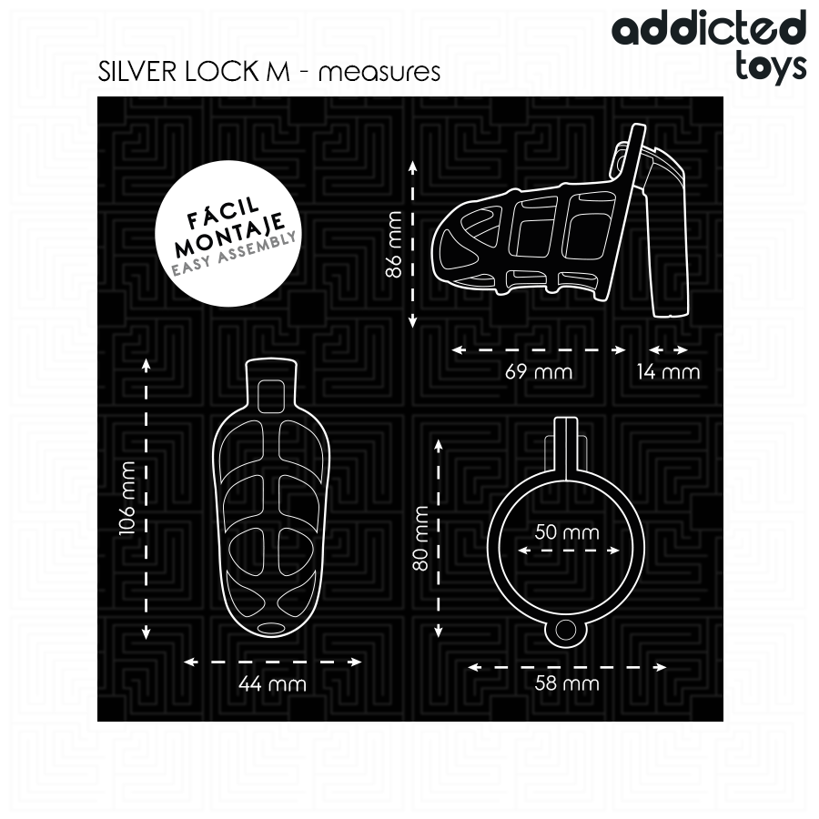 ADDICTED TOYS LUKITTU - HOPEALUOKKAINEN METALLISET PENISHÄKIT KOKO M