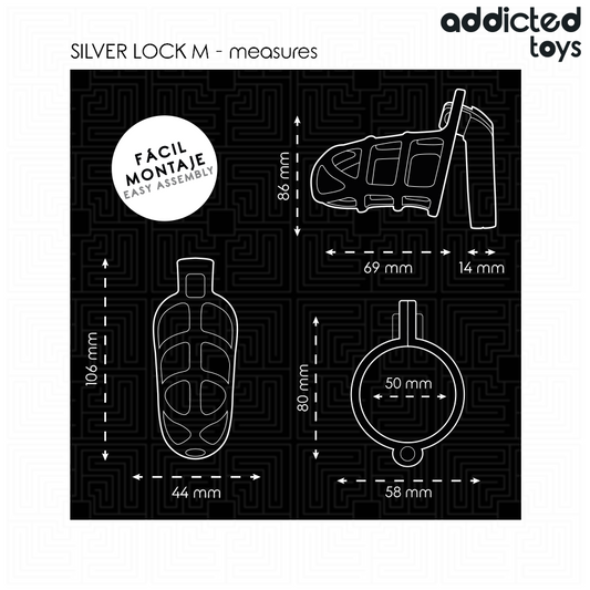 ADDICTED TOYS LUKITTU - HOPEALUOKKAINEN METALLISET PENISHÄKIT KOKO M