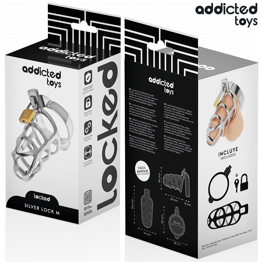 ADDICTED TOYS LUKITTU - HOPEALUOKKAINEN METALLISET PENISHÄKIT KOKO M