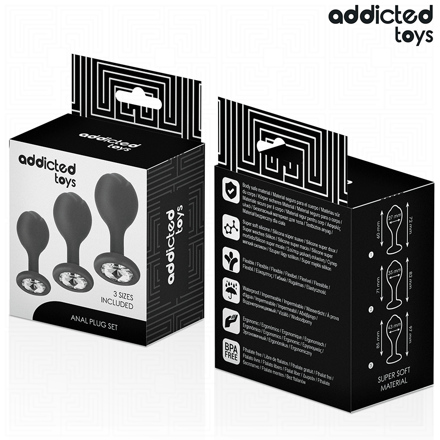 ADDICTED TOYS - 3 KPL:N SARJA SILIKONIAN ANAALITULPPAA JA KORUT