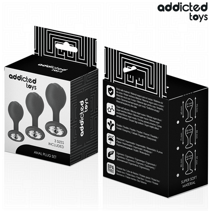 ADDICTED TOYS - 3 KPL:N SARJA SILIKONIAN ANAALITULPPAA JA KORUT