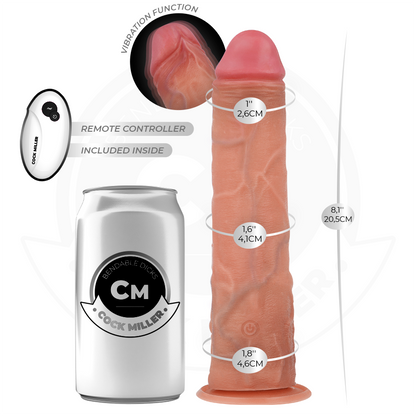 COCK MILLER - REALISTINEN DILDO IMUKUPILLA JA KAUKOSÄÄTIMELLÄ, VÄRINÄOHJAUS 20,5 CM