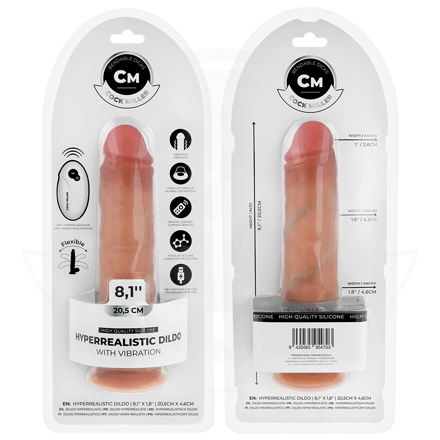 COCK MILLER - REALISTINEN DILDO IMUKUPILLA JA KAUKOSÄÄTIMELLÄ, VÄRINÄOHJAUS 20,5 CM