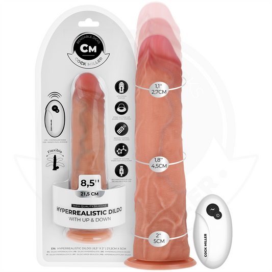 COCK MILLER - HYPERREALISTINEN DILDO IMUKUPILLA JA KAUKOSÄÄTIMEN TYÖNTÖÖN 21,5 CM