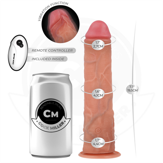 COCK MILLER - REALISTINEN DILDO IMUKUPILLA JA KAUKOSÄÄTIMELLÄ, VÄRINÄOHJAUS 19,5 CM