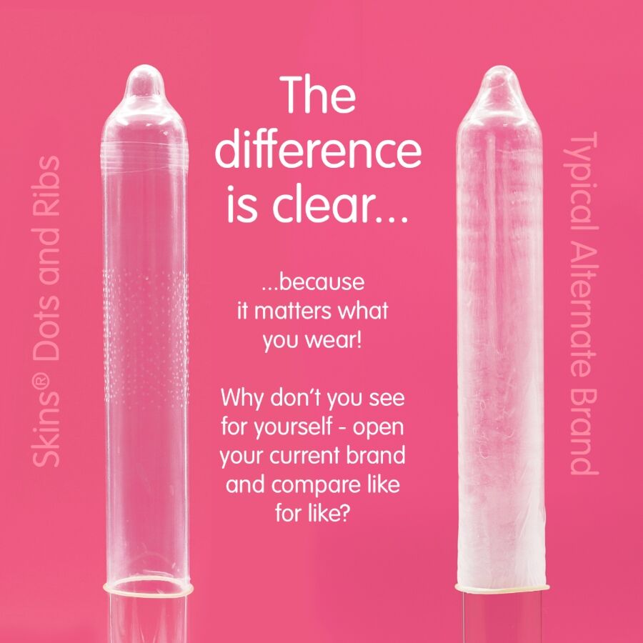 SKINS - DOTS &amp; RIBS PREMIUM-KONDOMIPAKKAUS 4 KPL