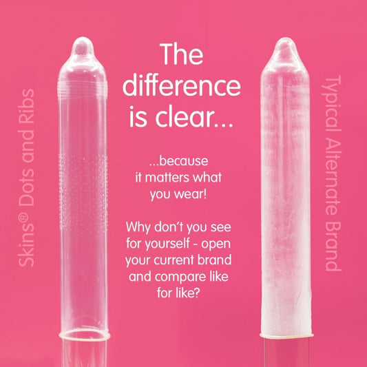SKINS - DOTS &amp; RIBS PREMIUM-KONDOMIPAKKAUS 4 KPL