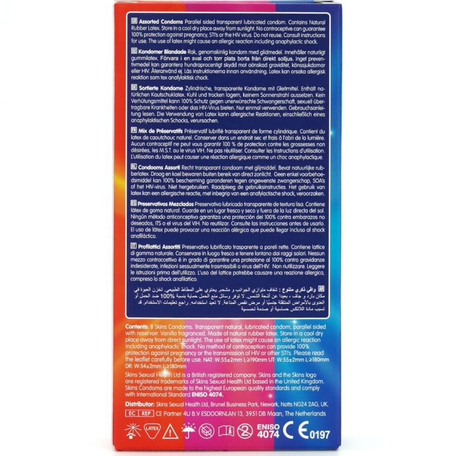 SKINS - ERILAISIA PREMIUM-KONDOMEJA 8 KPL