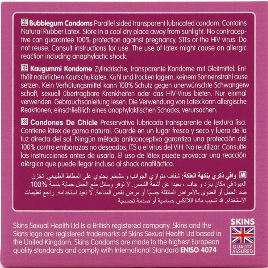 SKINS - BUBBLEGUM PREMIUM KONDOMIPAKKAUS 4 KPL