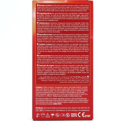 SKINS - MANSIKKA PREMIUM KONDOMIPAKKAUS 8 KPL