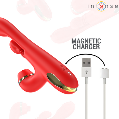 INTENSE - KATY MONITOIMINTOINEN KLITORISSTIMULAATTORI 4 VAIHDETTAVAA PÄÄTÄ PUNAINEN