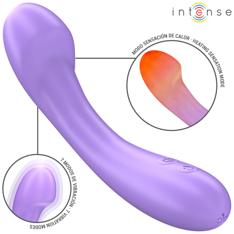 INTENSE - BECKY-VIBRAATTORI 19 CM LÄMMITETTÄVÄ 7 VÄRINÄÄ VIOLETTI