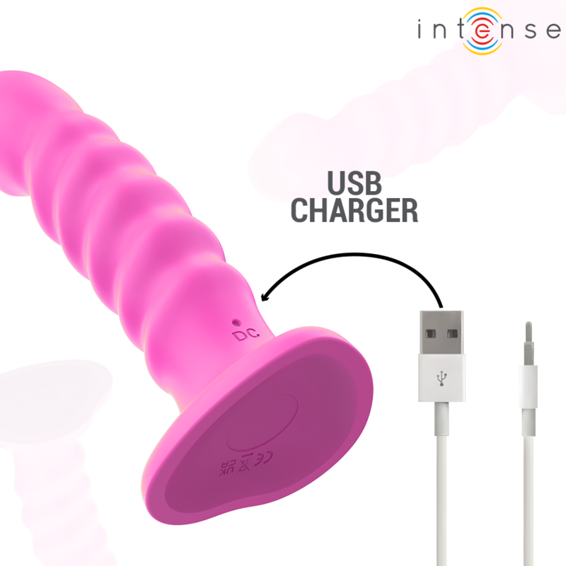 INTENSIV - CINDY VIBRATOR STORLEK L SPIRALDESIGN 10 VIBRATIONER ROSA FJÄRRKONTROLL
