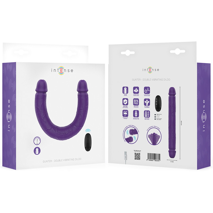 INTENSE - GUNTER DILDO KAKSOISVIRMAATORI 40 CM VIOLETTI KAUKOSÄÄDIN
