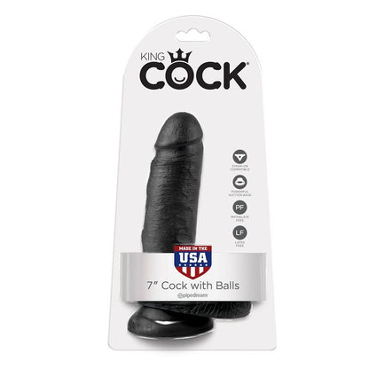 KING COCK - 7 MUSTA DILDO KUULIKIIVEILLÄ 17,8 CM