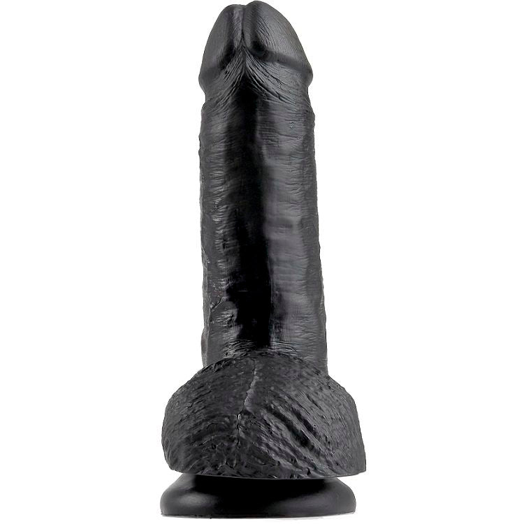 KING COCK - 7 MUSTA DILDO KUULIKIIVEILLÄ 17,8 CM