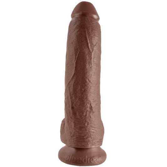 KING COCK - 9 ruskeaa dildoa kiveksillä 22,9 cm