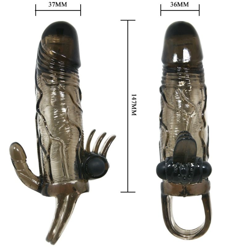 BAILE - BRAVE MAN PENISSUOJA KLITORIAS- JA ANAALISTIMULAATIOILLA KAKSOISLUODI MUSTA 16,5 CM