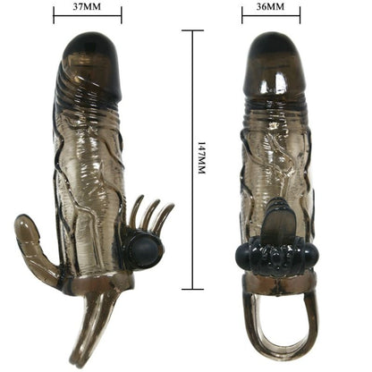 BAILE - BRAVE MAN PENISSUOJA KLITORIAS- JA ANAALISTIMULAATIOILLA KAKSOISLUODI MUSTA 16,5 CM