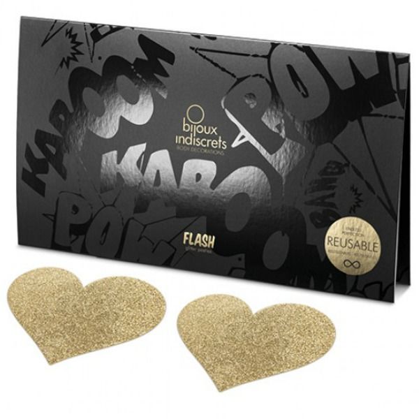 BIJOUX - INDISCRETS FLASH KULTAISEN SYDÄNEN MUOVISET NÄNNINSUOJAT