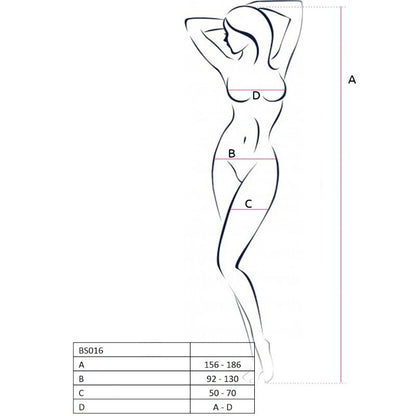 PASSION - NAISTEN BS016 VALKOINEN BODYSTOCKING, YKSI KOKO