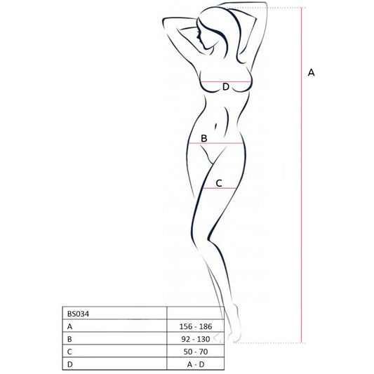 PASSION - NAISTEN BS034 VALKOINEN BODYSTOCKING, YKSI KOKO