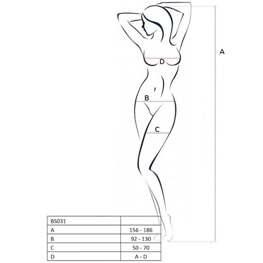 PASSION - NAISTEN BS031 VALKOINEN BODYSTOCKING, YKSI KOKO