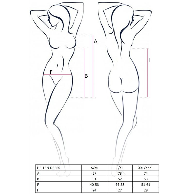PASSION - NAISTEN HELLEN-MEKKO JA -STRINGIT KOKO L/XL