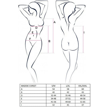 PASSION - NAISTEN MADDIE MUSTA KORSETTI KOKO L/XL